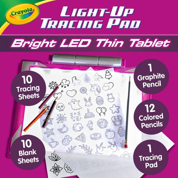 NEW Crayola Light Up Tracing Pad Drawing Pad Gift Toy 6+ Pink Colored Pencil Art - Picture 10 of 11
